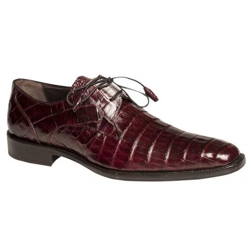 Mezlan "Anderson" Burgundy All-Over Genuine Crocodile Shoes With Crocodile Wrapped Tassels 13584-F.